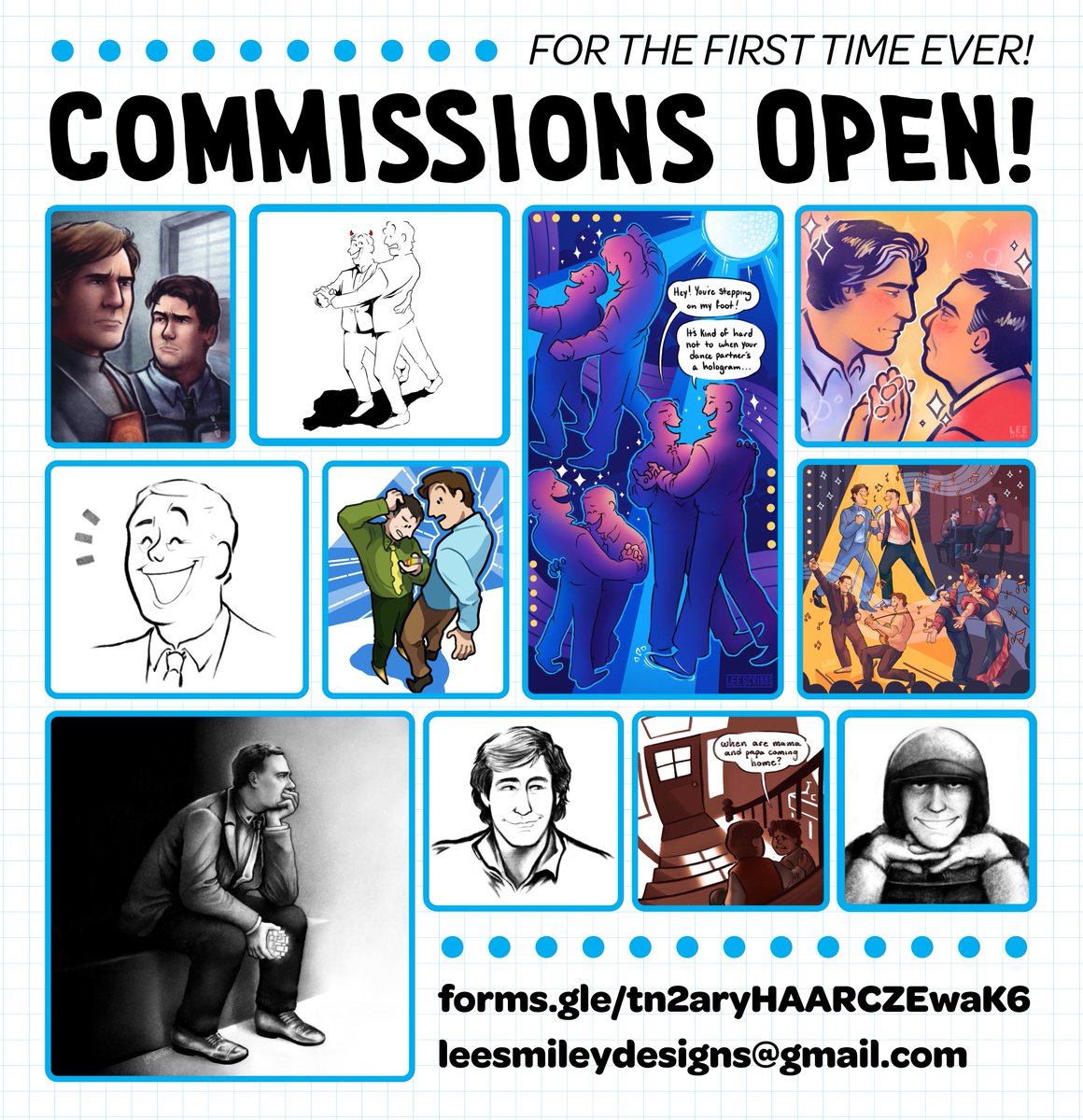 leescribbs's tweet photo. hey guys!! im opening up commissions! :D
you can get more info and make a request at https://t.co/StC6bMwsow 
feel free to send me a DM or an email if you have any questions! https://t.co/8ZnDI43g1h