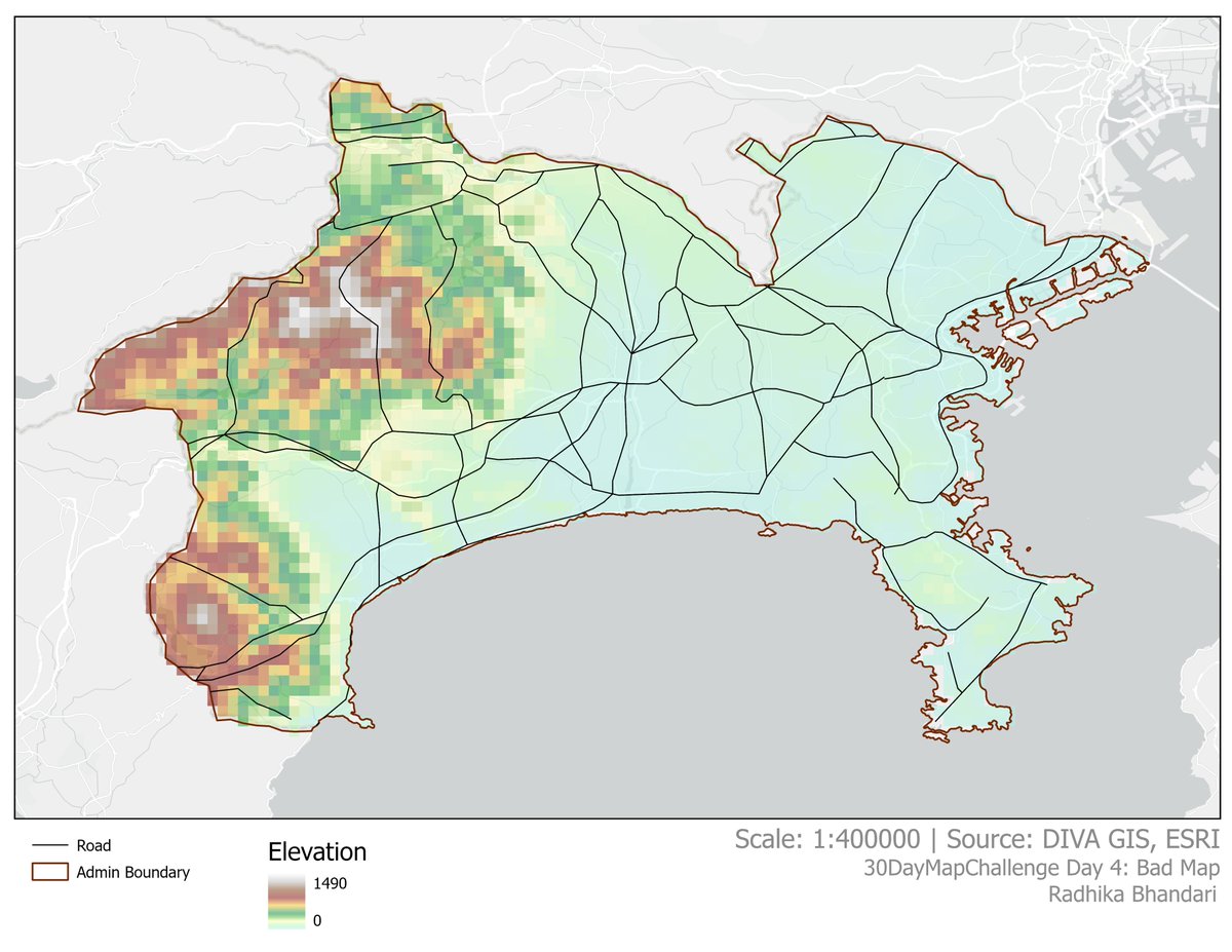 Radhika99473352's tweet photo. #30DayMapChallenge Day 4: A bad map I would be horrified to not know where the map is showing; map with no information about location
#badmaps #cartography #arcgispro #gischat https://t.co/mCOu6FLLDu