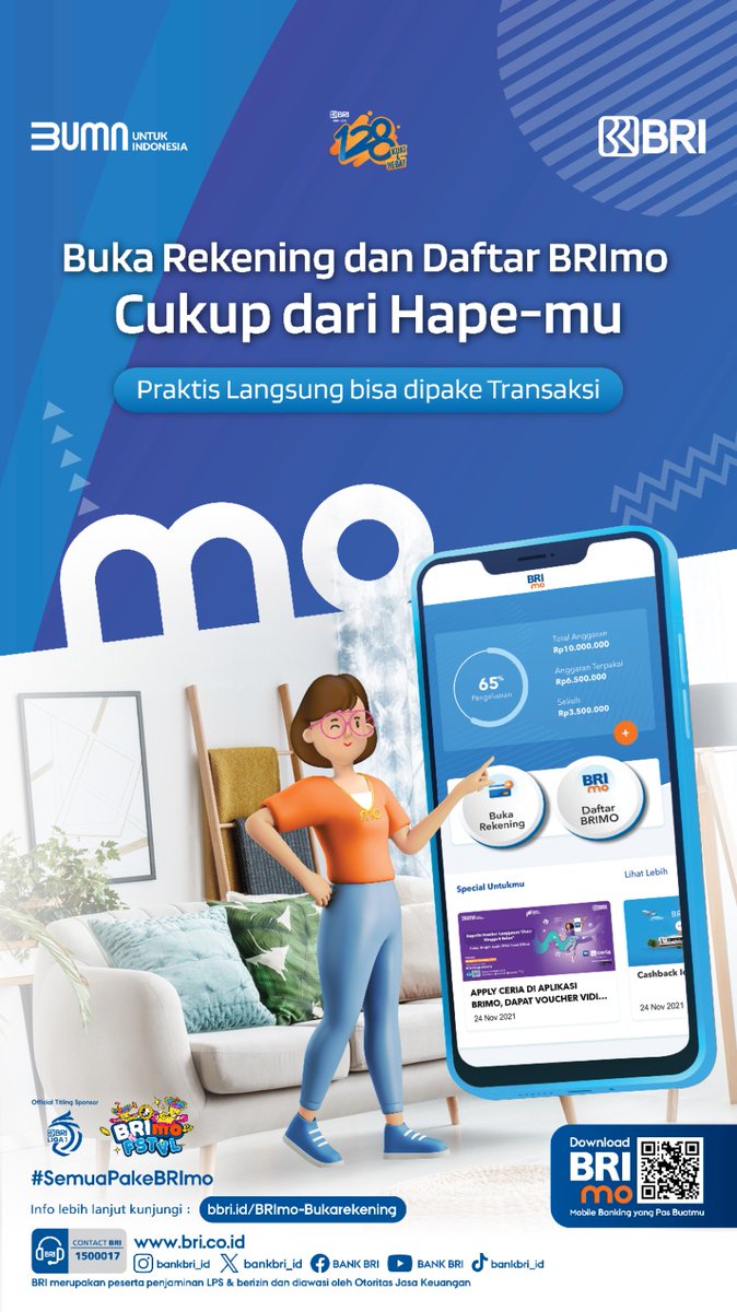 nirihot_mhd's tweet photo. Sobat BRI,

Kini Buka rekening BRI makin mudah hanya dalam genggaman. 
Yuk, unduh aplikasi BRImo segera melalui PlayStore, AppStore atau AppGallery dan nikmati kemudahan pembukaan rekening dan transaksi dari BRImo-mu!

#BRI #BRImo #BRImoFSTVL #SemuaPakeBRImo #SatuNusaSatuBRImo https://t.co/VtdffeJWFt