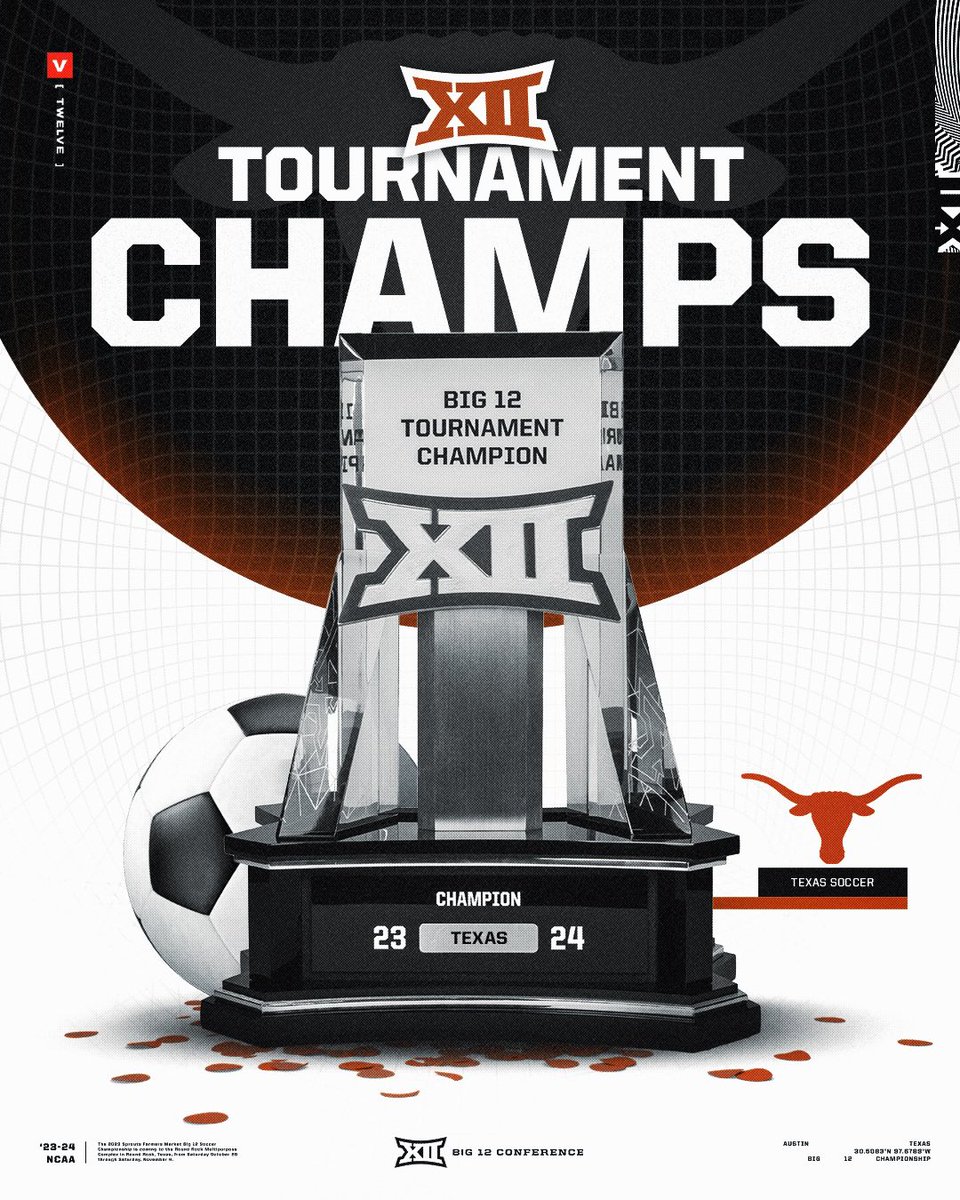This just in: @TexasSoccer are your Sprouts Farmers Market Big 12 Soccer Tournament 𝐂𝐇𝐀𝐌𝐏𝐈𝐎𝐍𝐒. 🎉
