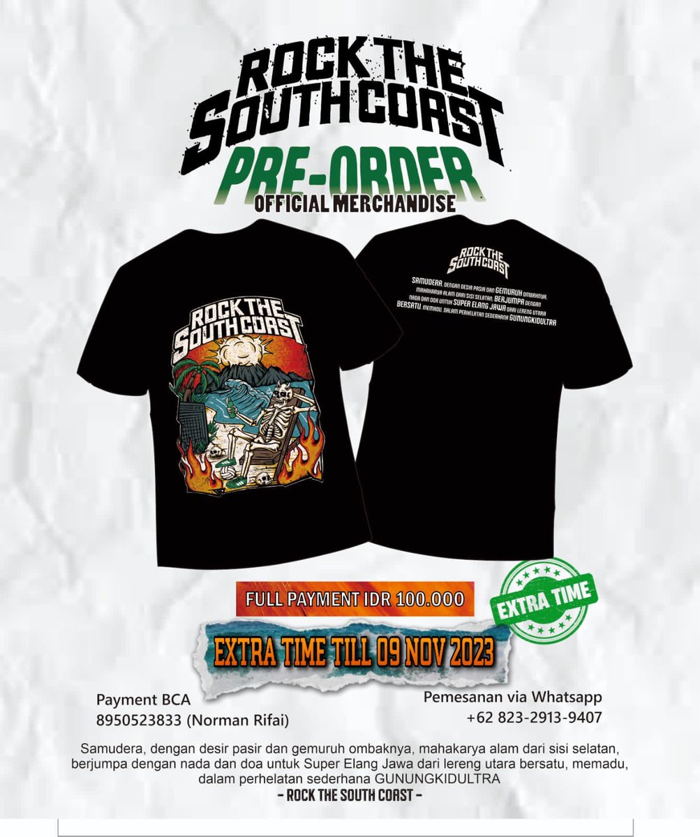 EXTRA TIME!!!
Manfaatkan extra time pre-order karena kami tidak menjual tiket online maupun ots 
HTM = MEMBELI MERCHANDISE