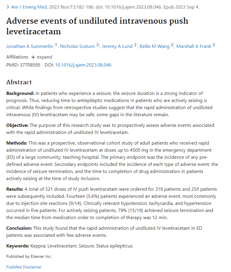 At this point, everyone should be doing push-dose Keppra in their EDs for status

bit.ly/3QKq6Ys
