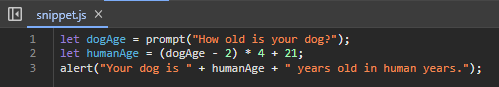 Day 11 of #100DaysOfCode. Today I reviewed basic mathematical operators in JS, including the modulo operator for finding remainders when dividing. Also covered increment and decrement expressions.

Wrote some code to convert a dog's age from dog years to human years.