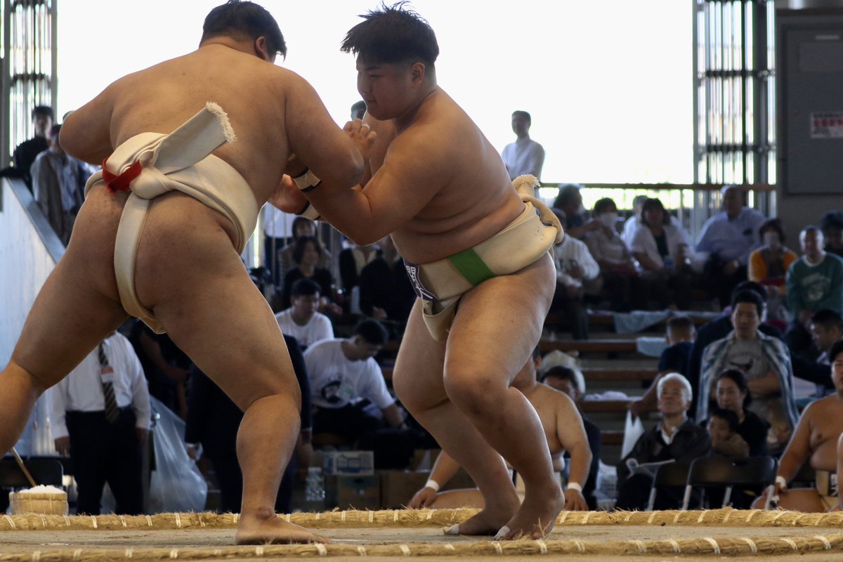 kanspo's tweet image. 【相撲】第101回全国学生相撲選手権大会／対九情大／於・大浜公園相撲場

［３回戦］
●橋本　寄り倒し
○大角　押し出し
●森　上手投げ
○森田　寄り倒し
○李　寄り倒し

○関大３－２九情大