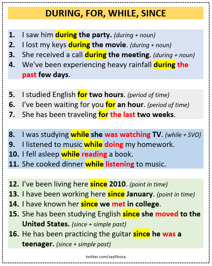 How to use DURING, FOR, WHILE, SINCE #yds #yökdil #eyds #ydt #ielts #satprep #toefl