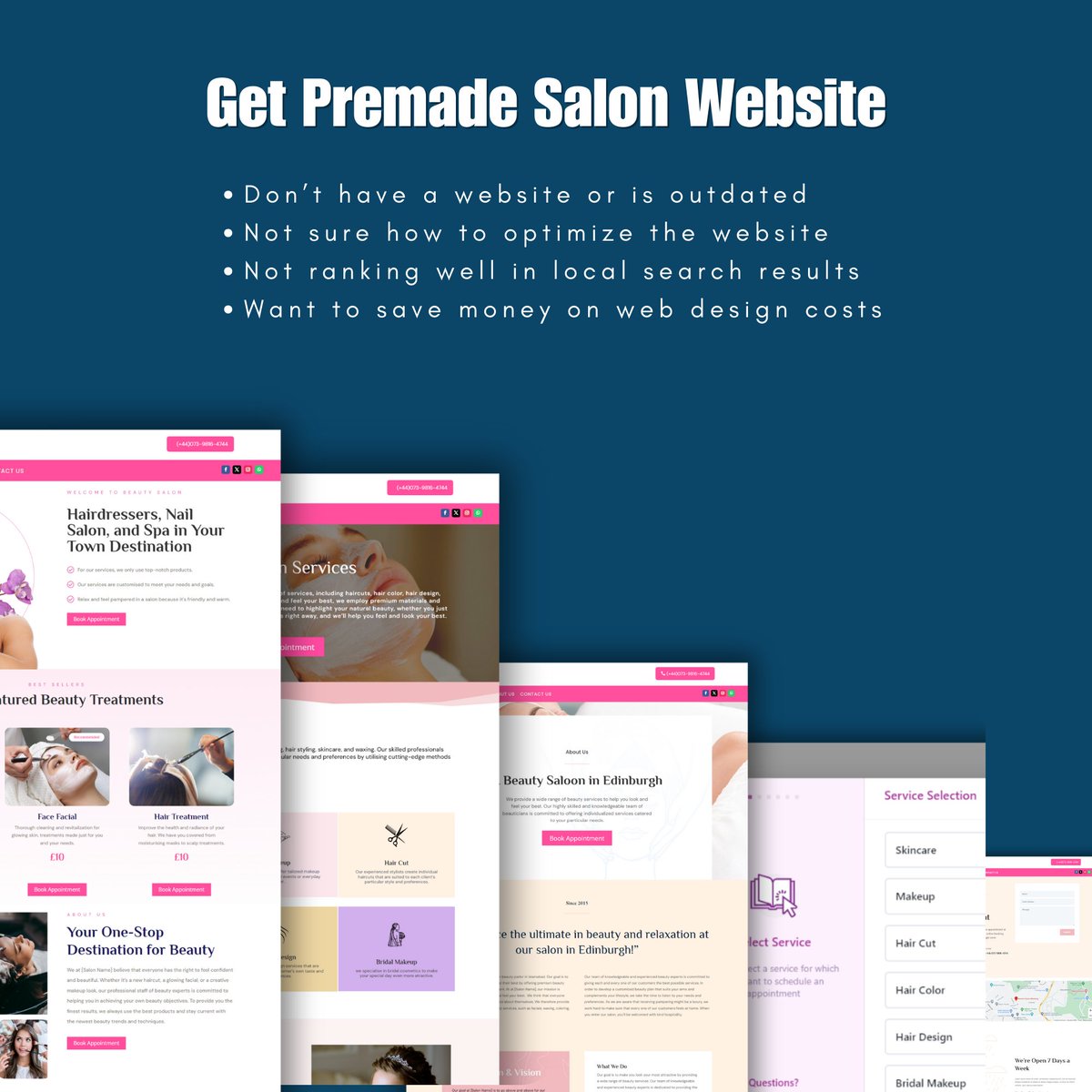 Salon LOCAL LEAD GENERATION WEBSITE - SEO-Friendly Websites Ready to Rank & Convert Leads

#salonwebsite #beautywebsite #localsalon #creativewebdesign #seofriendlywebsite #responsivewebdesign #localwebdesign #localbusiness #localwebsite