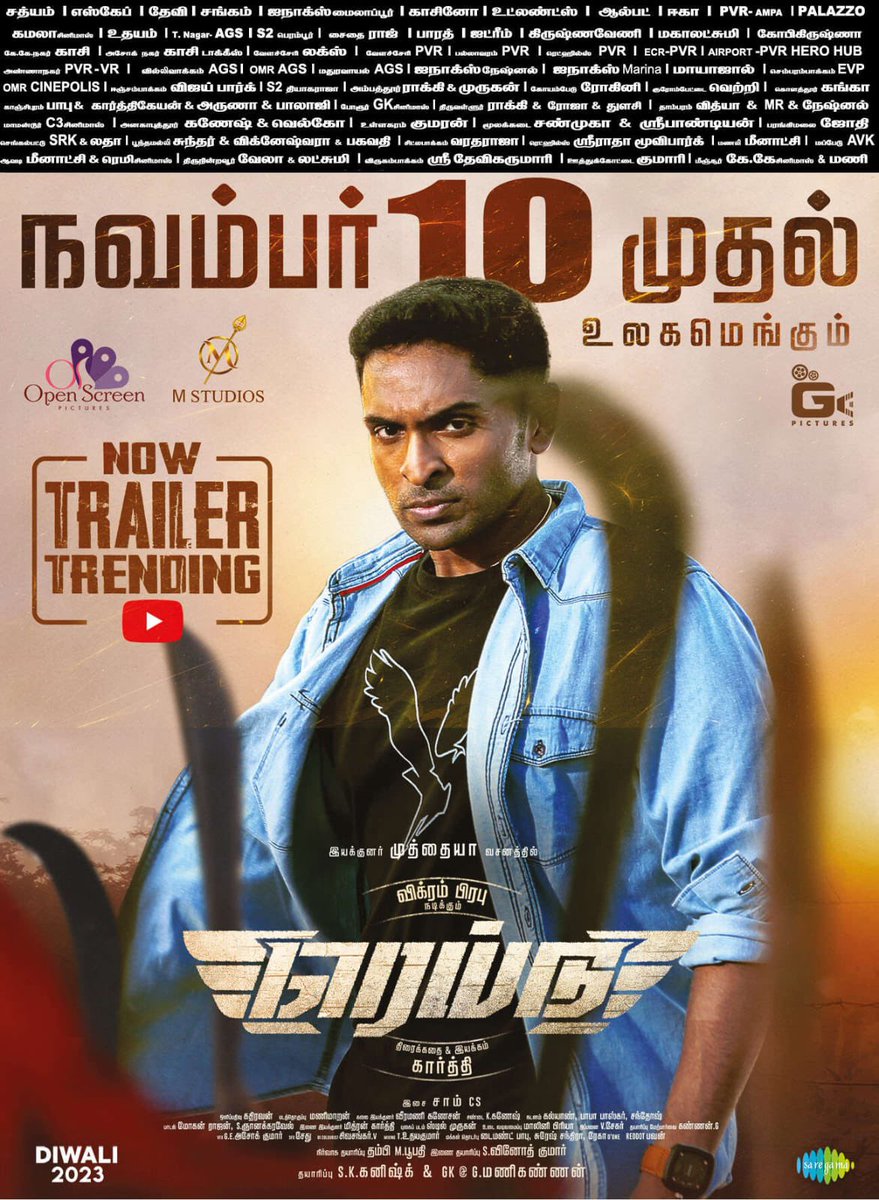 Muthaiya (@dir_muthaiya) on Twitter photo . <a href="/iamVikramPrabhu/">Vikram Prabhu</a> 's action thriller #Raid is all set for Diwali 2023 release.
youtu.be/PQ4w8fdY0iA
Just 5 days to go!
<a href="/SDsridivya/">Sri Divya</a> <a href="/dir_karthioffl/">E karthi</a> <a href="/OpenScreenoffl/">Open Screen</a> <a href="/SamCSmusic/">πππ π π</a> <a href="/Ananthika108/">Ananthika Sanilkumar</a> <a href="/veeramani_art/">Veeramani Ganesan</a> <a href="/RishiRithvik10/">Rishi Rithvik</a> <a href="/Kathiravan7384/">Kathiravan</a> <a href="/guruboopathy14/">Thambi boopathy</a> <a href="/saregamasouth/">Saregama South</a> . <a href="/iamVikramPrabhu/">Vikram Prabhu</a> 's action thriller #Raid is all set for Diwali 2023 release.
youtu.be/PQ4w8fdY0iA
Just 5 days to go!
<a href="/SDsridivya/">Sri Divya</a> <a href="/dir_karthioffl/">E karthi</a> <a href="/OpenScreenoffl/">Open Screen</a> <a href="/SamCSmusic/">πππ π π</a> <a href="/Ananthika108/">Ananthika Sanilkumar</a> <a href="/veeramani_art/">Veeramani Ganesan</a> <a href="/RishiRithvik10/">Rishi Rithvik</a> <a href="/Kathiravan7384/">Kathiravan</a> <a href="/guruboopathy14/">Thambi boopathy</a> <a href="/saregamasouth/">Saregama South</a>