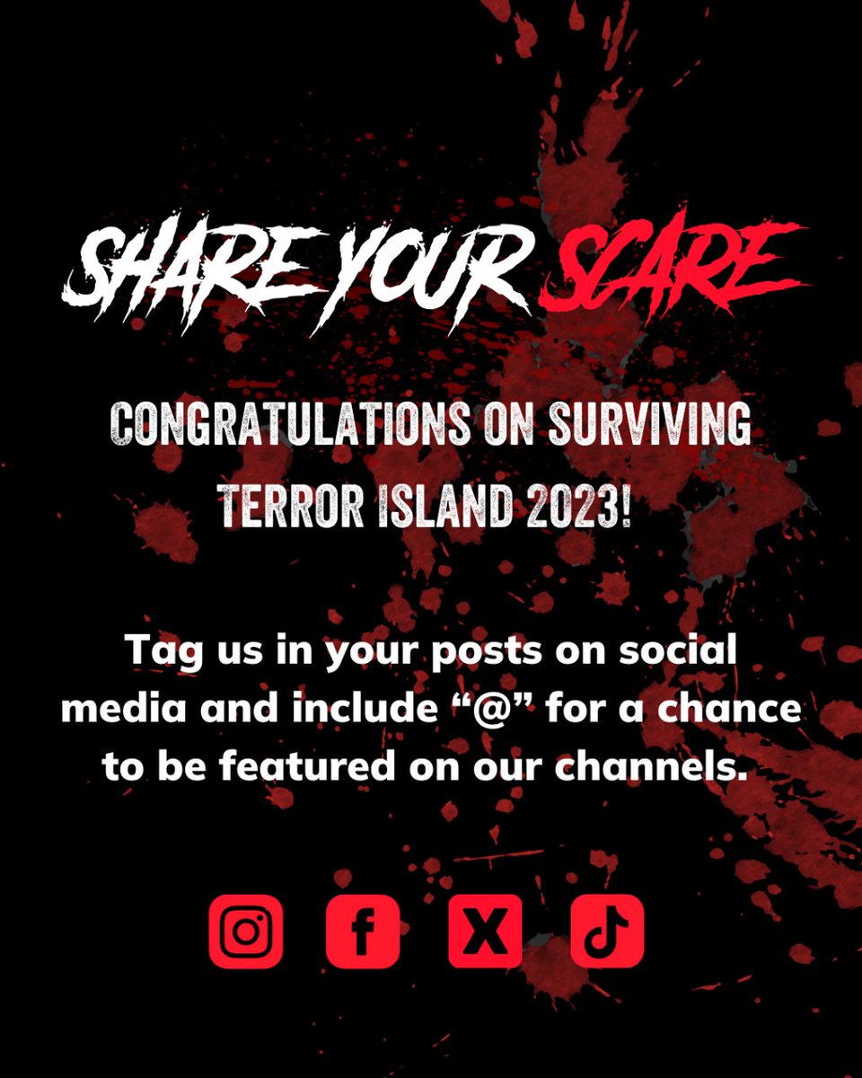 You survived for another year! 👌💥

Terror Island 2023 might be over, but our social media isn't dead! 😈

Keep following our pages because we'll post all the content we captured! 

#TerrorIsland #BlackgangChine #IsleOfWight #ShareYourScare