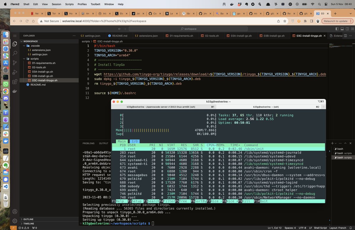 k33g_org's tweet image. Bon, je me suis trouvé un cas d&apos;utilisation utile pour mon #PI5 : un environnement de dev en mode web (utile en cas de laptop en vrac).

J&apos;utilise #OpenVSCodeServer pour mes 1ères expérimentations.

Pour le moment j&apos;ai installé OpenVSCodeServer, @GoLang et @TinyGolang 

je vous…