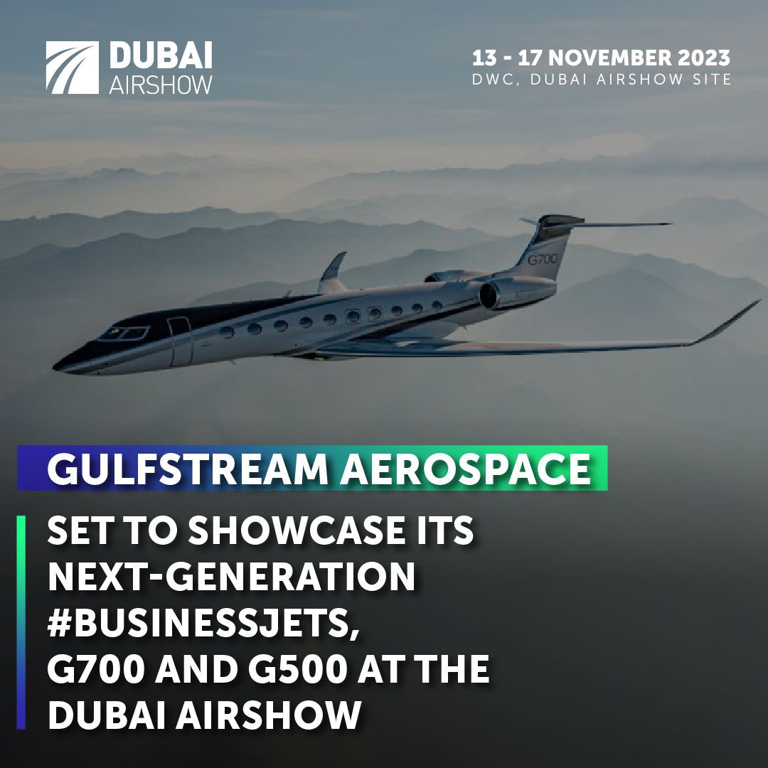 Experience the apex of flight luxury as @GulfstreamAero showcases their state-of-the-art G700 and G500 business jets at Dubai Airshow’s static display.