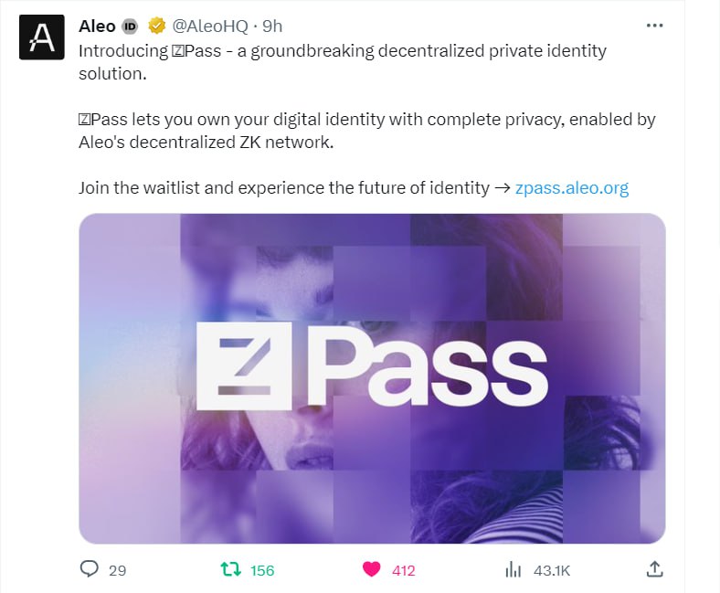 Kèo Retroactive - Aleo Network - Chain ALEO

🎁Reward: Get slot join WL Aleo zPass

🎖Winner: N/A I Deadline: N/A

🔹Register #web ➡️ click here

 (x.com/AleoHQ/status/…)- Scroll down => submit details &amp; email

- Update soon,...