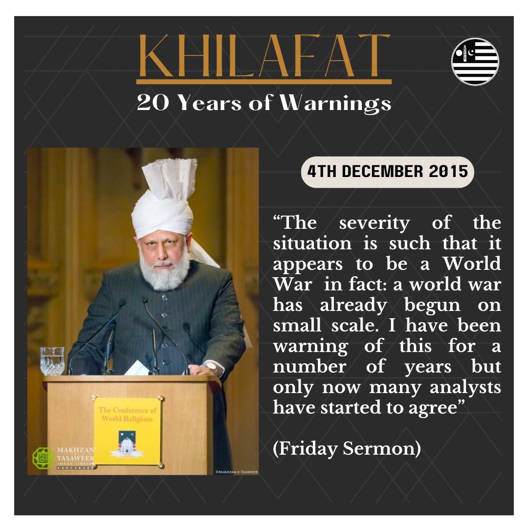 UKMuslimYouth's tweet photo. His Holiness Hazrat Mirza Masroor Ahmad has been an advocate for absolute justice and peace for over 20 Years. 
The world must pay heed to words of #CaliphOfMessiah
#CeasefireForGazaNOW
 #voicesforpeace https://t.co/8AAkLGVkDa