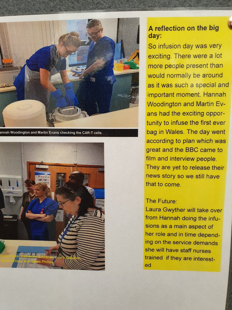 Almost 4 years since I was lucky enough to be part of the first CART cell treatment in Wales. It was an absolute honour to be able to offer this ground breaking genetically modified therapy. So proud of all the team who dedicated months of time and hard work.