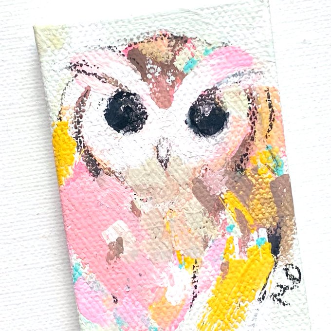 カラードコノハズクさん描きました#おのぼりhoho6 に出品予定です#フクロウ #ふくろう 