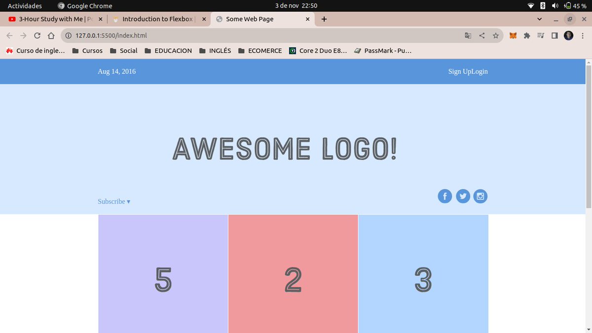 IBrazzerDev's tweet photo. Dia 32| Aprendí sobre flexbox y replique una pagina de inicio sencilla aplicando lo aprendido. #100DaysOfCode https://t.co/QT22L6FrbR