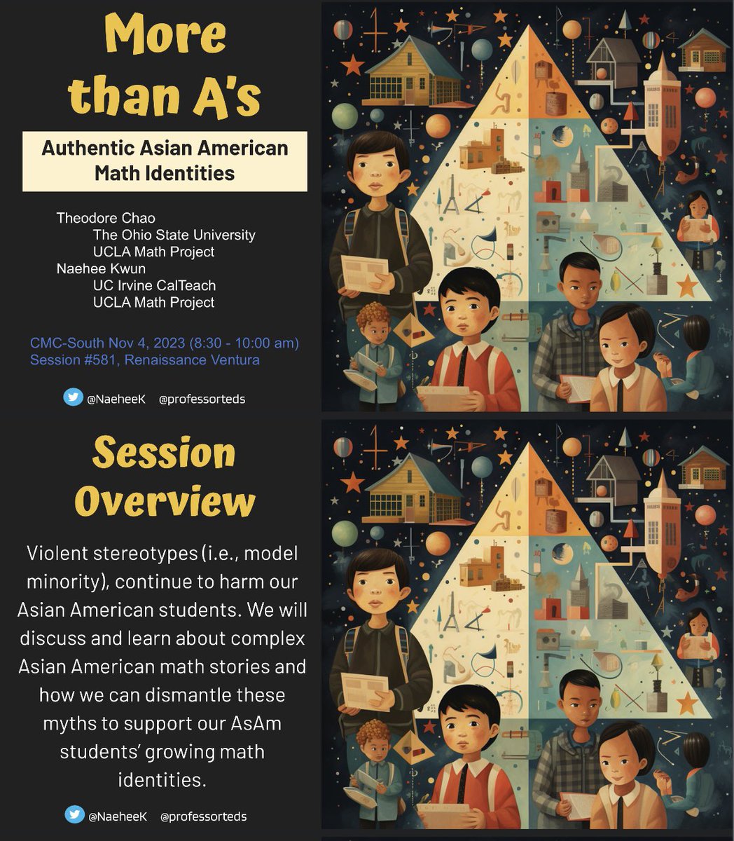NaeheeK's tweet photo. Storytelling at #cmcmath with @professorteds, not for the sake of math, but for the sake of us and our identities. How do we heal from our own traumas/struggles and disrupt the MMM on various levels of the Ed system? Participants brought the fire with their convos! https://t.co/cASCyn0L2Z