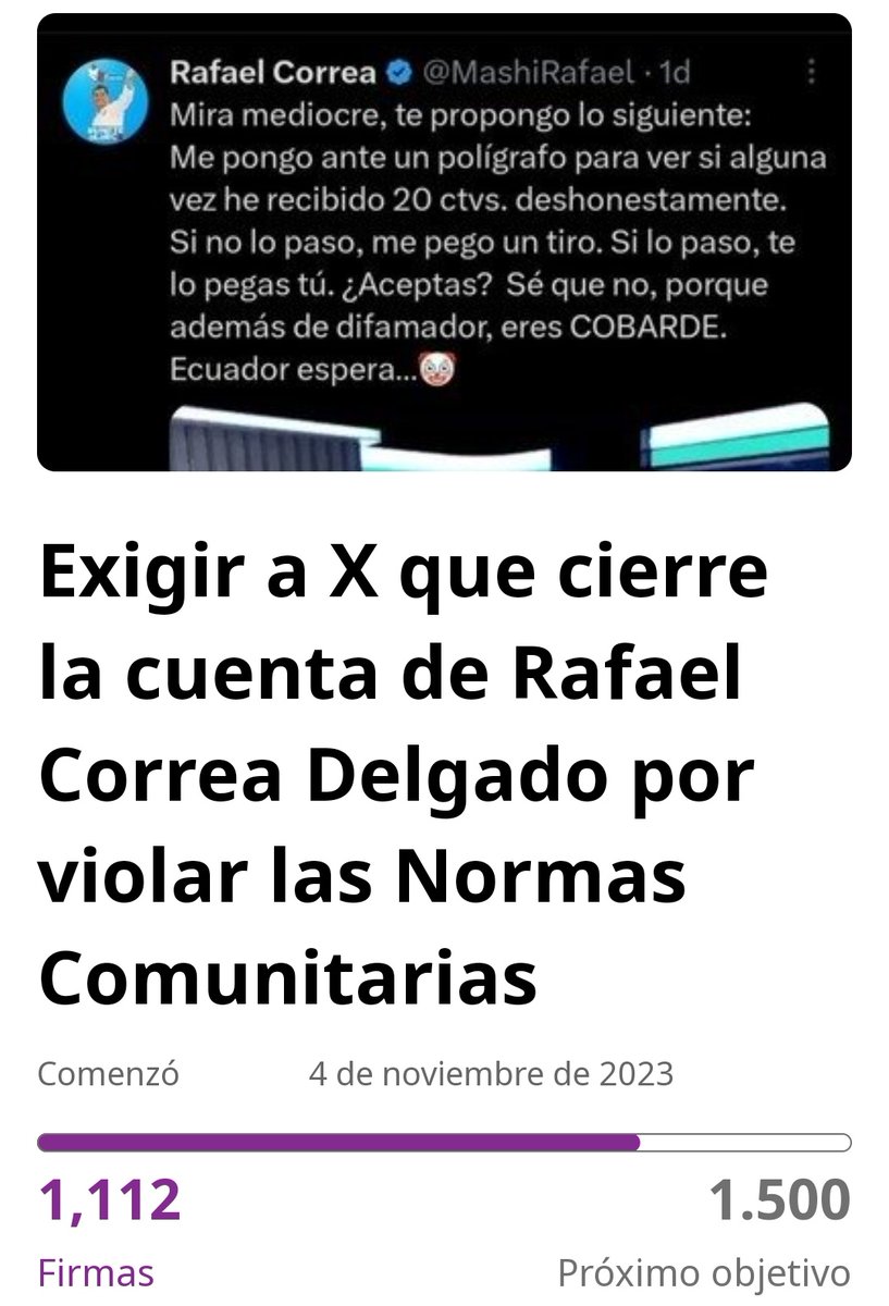 SecretosdeIrene's tweet photo. Sobrepasamos  las mil firmas en 4 horas. Además de un mar de comentarios muy valiosos.
Si mañana amanezco sin cuenta, queda en sus manos continuar.
Gracias🙏  por firmar y compartir💪
#VivaEcuador 🇪🇨🇪🇨🇪🇨

#EsTiempoDeValientes

Firma aquí 👇👇👇
https://t.co/LP0GKsWEp8 https://t.co/LJDpfXliIR