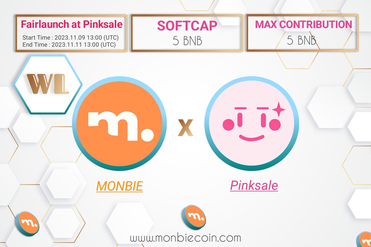 Monbie fairlaunch on Pinksale

📌Start Time : 2023.11.09 13:00 UTC
📌End Time : 2023.11.11 13:00 UTC

✅Softcap 5BNB 
✅Max Contribution 5bnb

✅Pre-sale Link : pinksale.finance/launchpad/0xAf…

<a href="/pinkecosystem/">PinkSale (Pink Ecosystem)</a> <a href="/binance/">Binance</a> <a href="/CoinMarketCap/">CoinMarketCap</a> <a href="/OfficialTravlad/">Travladd Crypto 𐤊</a> <a href="/BSCNews/">BSCN</a> <a href="/bsc_daily/">BSCDaily</a>