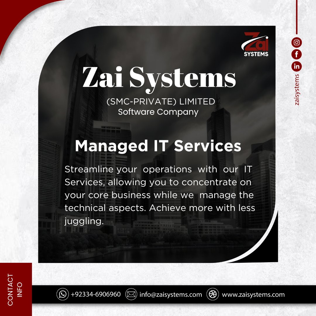Unlock seamless IT Excellence with zaisystems - Your trusted Partner for Managed IT Services 💻🚀
.
.
Visit zaisystems.com
#tech #technology #ittechnology #computerlanguages #computerscience #zaisystemstraining #zaisystems