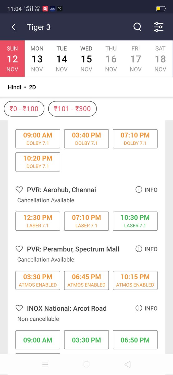 #Tiger3 in Chennai is on fire mode.
Total Shows- 57
Fast filling - 26.
#SalmanKhan
#KatrinaKaif #EmraanHashmi #ManeeshSharma  #YRF50  #YRFSpyUniverse
#Tiger3FirstDayFirstShow