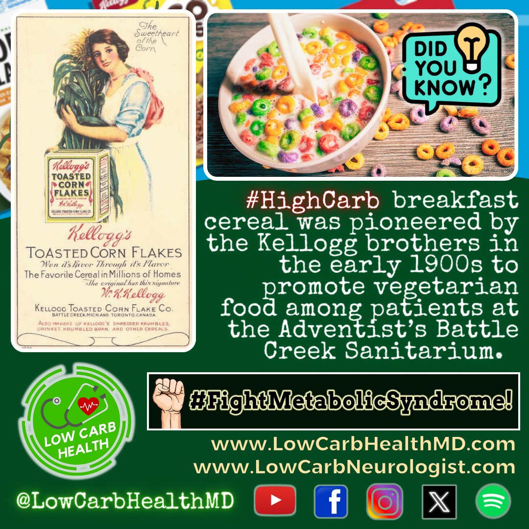 LowCarbHealthMD's tweet photo. Let's LEARN a little bit of HISTORY...🤔

👉On KELLOGG's and the cereal industry: https://t.co/f7pSxgef2I
👉WHO is DR. JOHN HARVEY KELLOGG? https://t.co/A43yOGNOSC

#FightStroke #FightDiabetes #FightObesity #FightMetabolicSyndrome https://t.co/wlFvojagbA