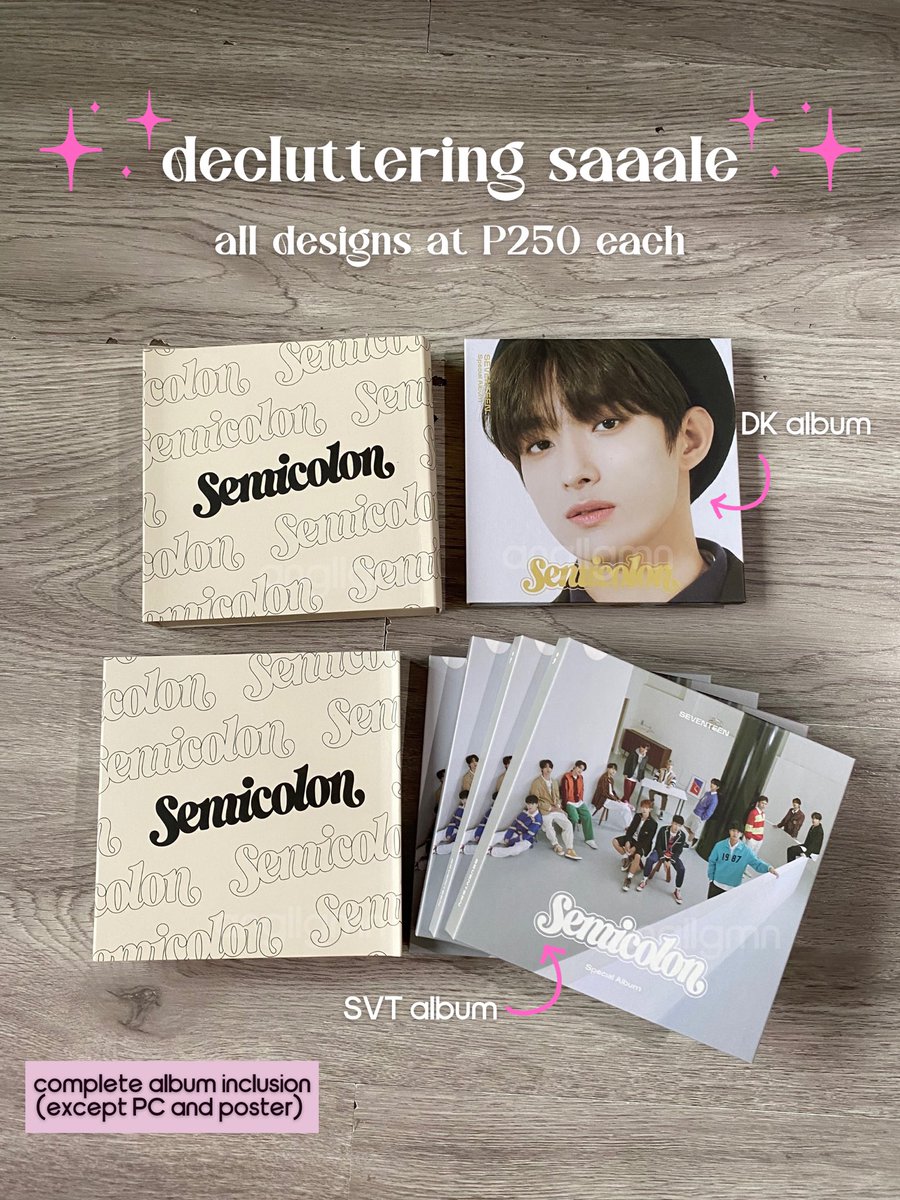excalihao's tweet photo. wts lfb ph | decluttering sale ☁️

new svt semicolon tingis from previous pasabuy

🎧 Photocard: P100 each
🎧 Digipack/Album: P250 each

♡ album comes with CD-R, sticker, postcards and weaving kit

ꕤ payo or 3 day reservation only 
ꕤ mop: gcash or bpi
ꕤ mod: sdd https://t.co/l9cnaPS24c