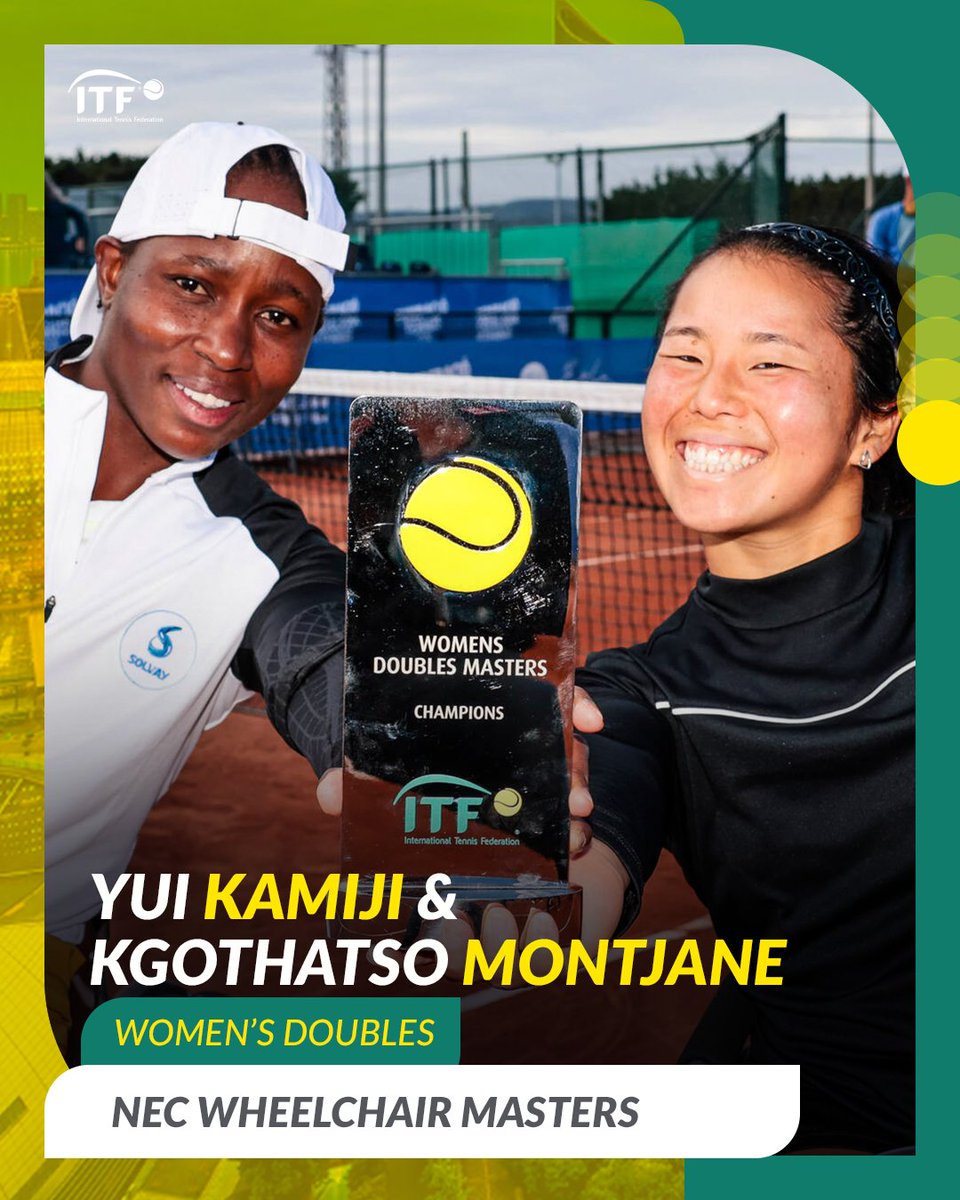 Congratulations to South Africa's Kgothatso Montjane for making history at the NEC Wheelchair Singles Masters and ITF Wheelchair Doubles Masters! She is now the first African woman to win a title at the year-end championships. #HistoryMade #WheelchairTennis 📷 @ITFTennis