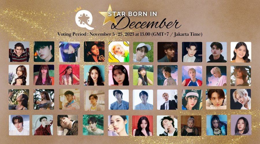 queeri_official's tweet photo. Star Born in December NOMINEES👤

#SebastianCroft #KimJiwoong #ZEROBASEONE #ESHA #XIN #JAEHYUN #BOYNEXTDOOR #CHRLS #PRESS_HIT_PLAY #HYUNWOO #XIKERS #NANON_KORAPAT #GYUMIN #XODIAC #BrightVachirawit #CHRISTY #JKT48 https://t.co/Tv74PsiwhS