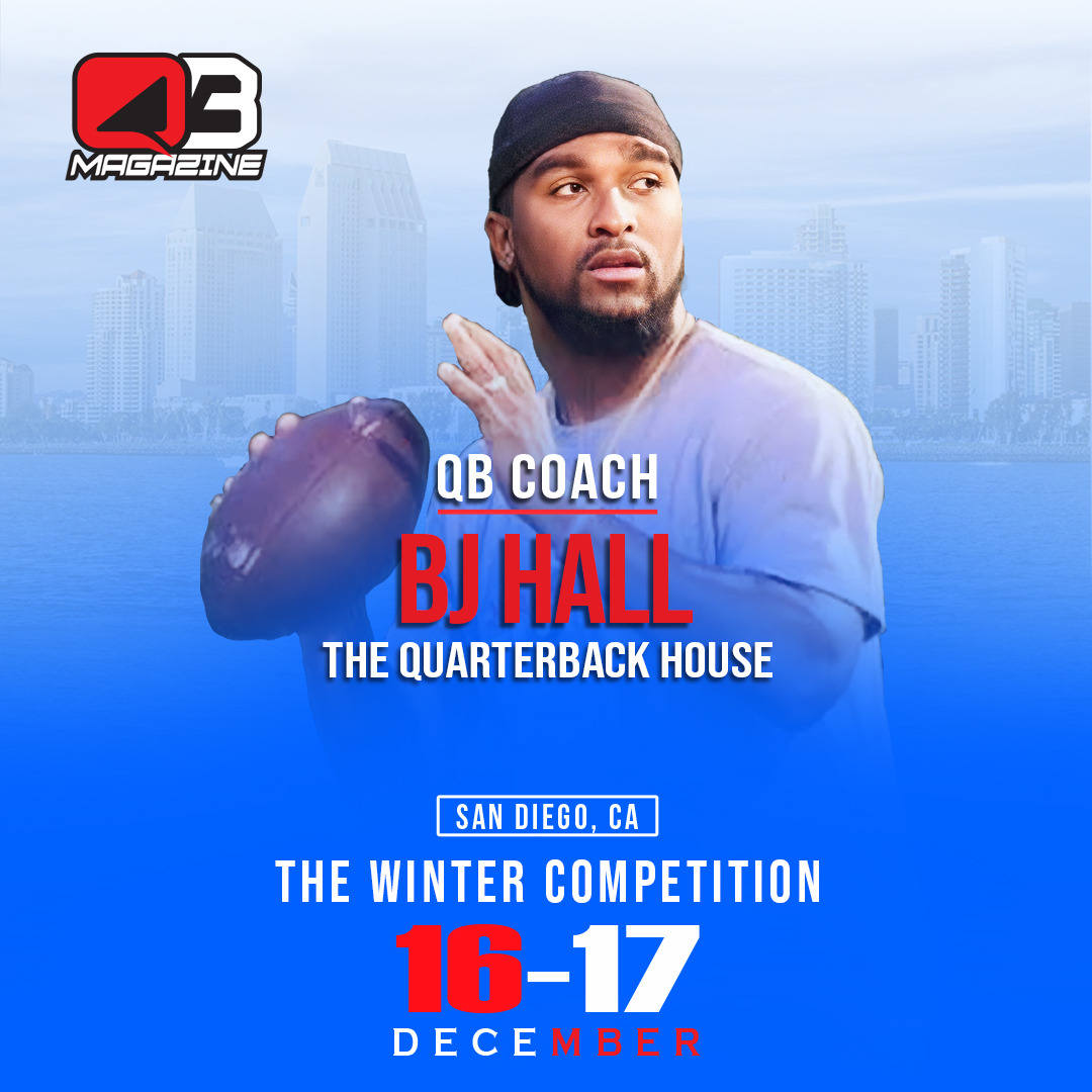 quarterbackmag's tweet photo. We are excited to announce that QB Coach B.J. Hall, from @TheQBHouse in Tampa, FL, will be joining our coaching staff for the Winter Competition on December 16-17 in San Diego, CA.

https://t.co/rNTBntwKSI https://t.co/HdmBxaw5y2