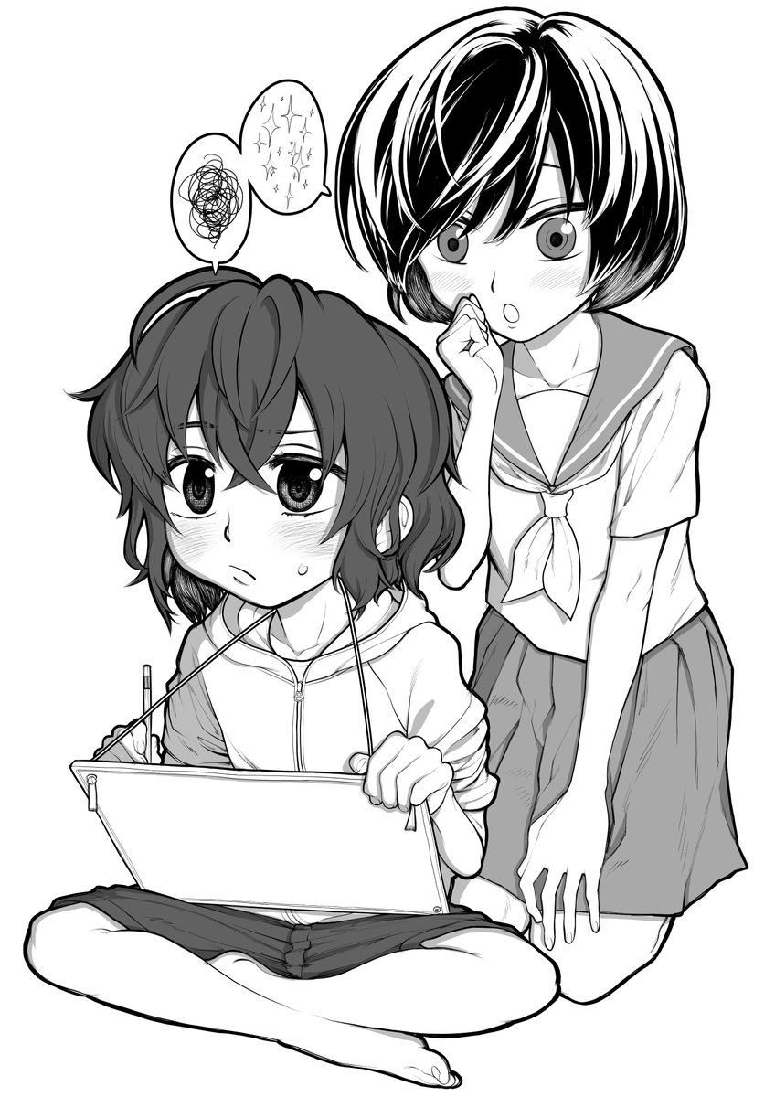 とやさん(@toya_0321)の創作キャラクター、樹ちゃんと澄夏ちゃんのFA描いた…二人そろった時が一番かわいいタッグなんだ… 