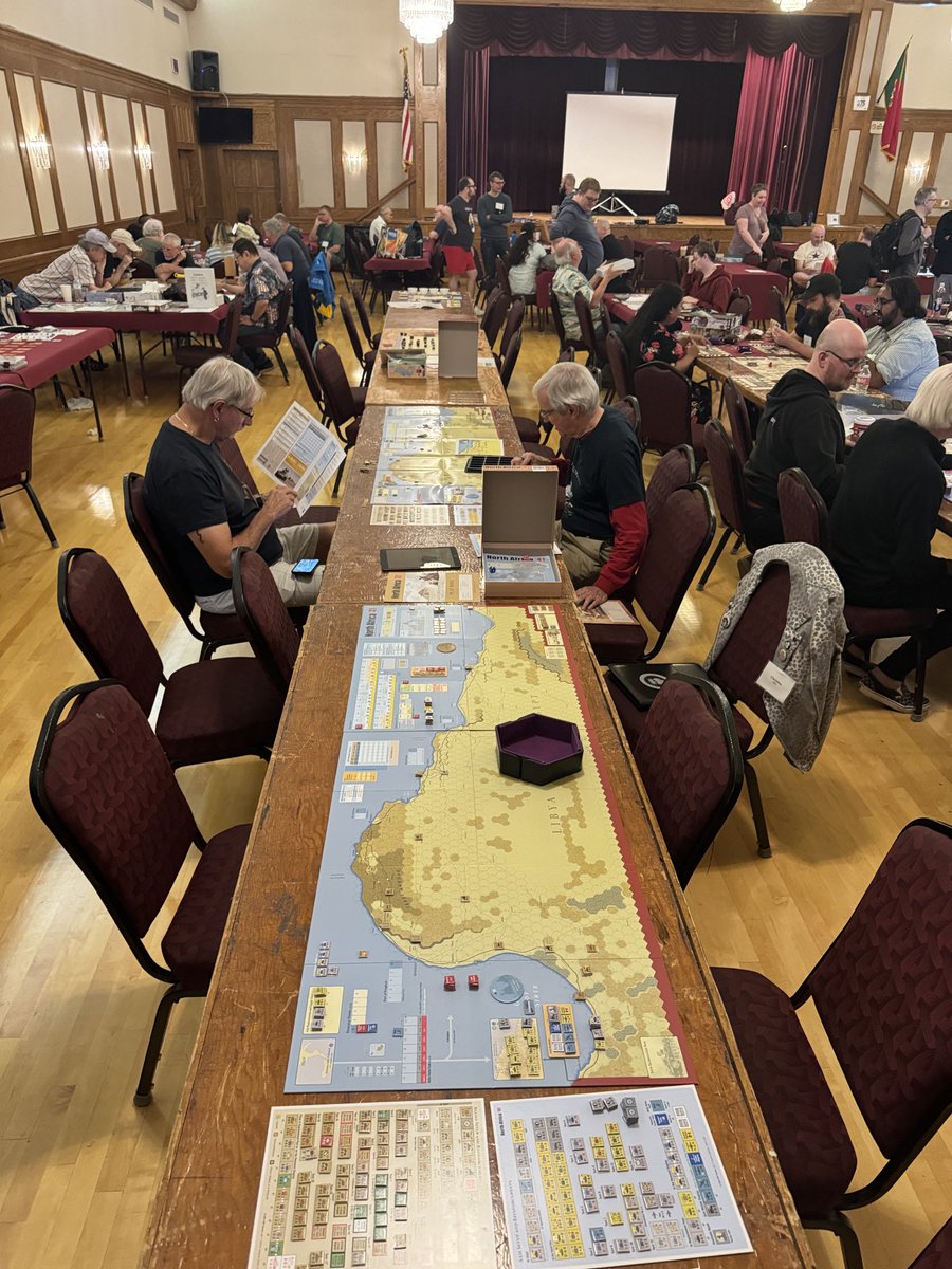 cardboardpusher's tweet photo. I did not expect to see side-by-side games of Simonitch’s North Africa 41 from @gmtgames at #sdhist https://t.co/W8EdUKshYQ