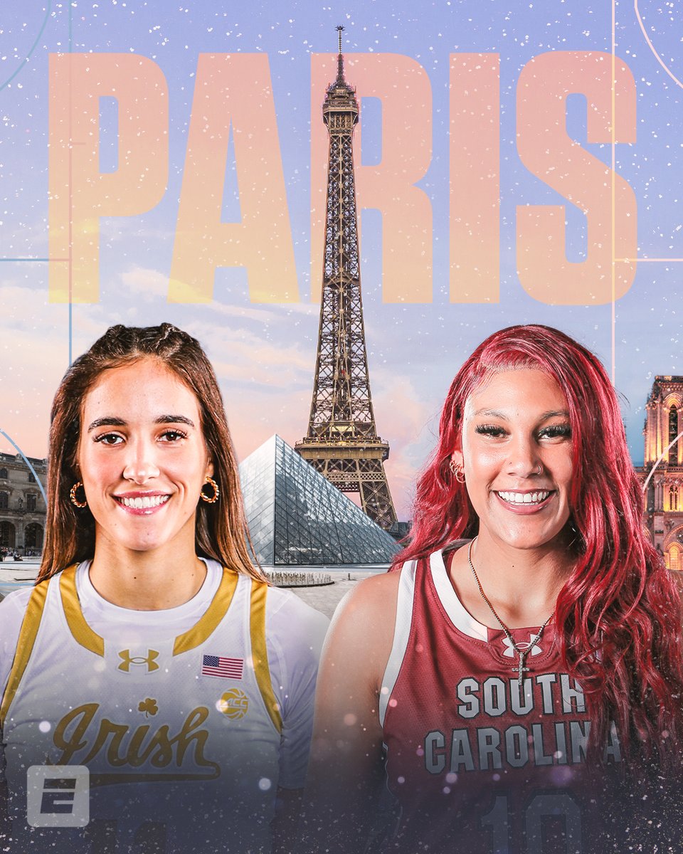 ESPN (@espn) on Twitter photo History in the making 🇫🇷
📺 Tomorrow 1 ET on ESPN
<a href="/GamecockWBB/">South Carolina Women's Basketball</a> | <a href="/ndwbb/">Notre Dame Women's Basketball</a> History in the making 🇫🇷
📺 Tomorrow 1 ET on ESPN
<a href="/GamecockWBB/">South Carolina Women's Basketball</a> | <a href="/ndwbb/">Notre Dame Women's Basketball</a>
