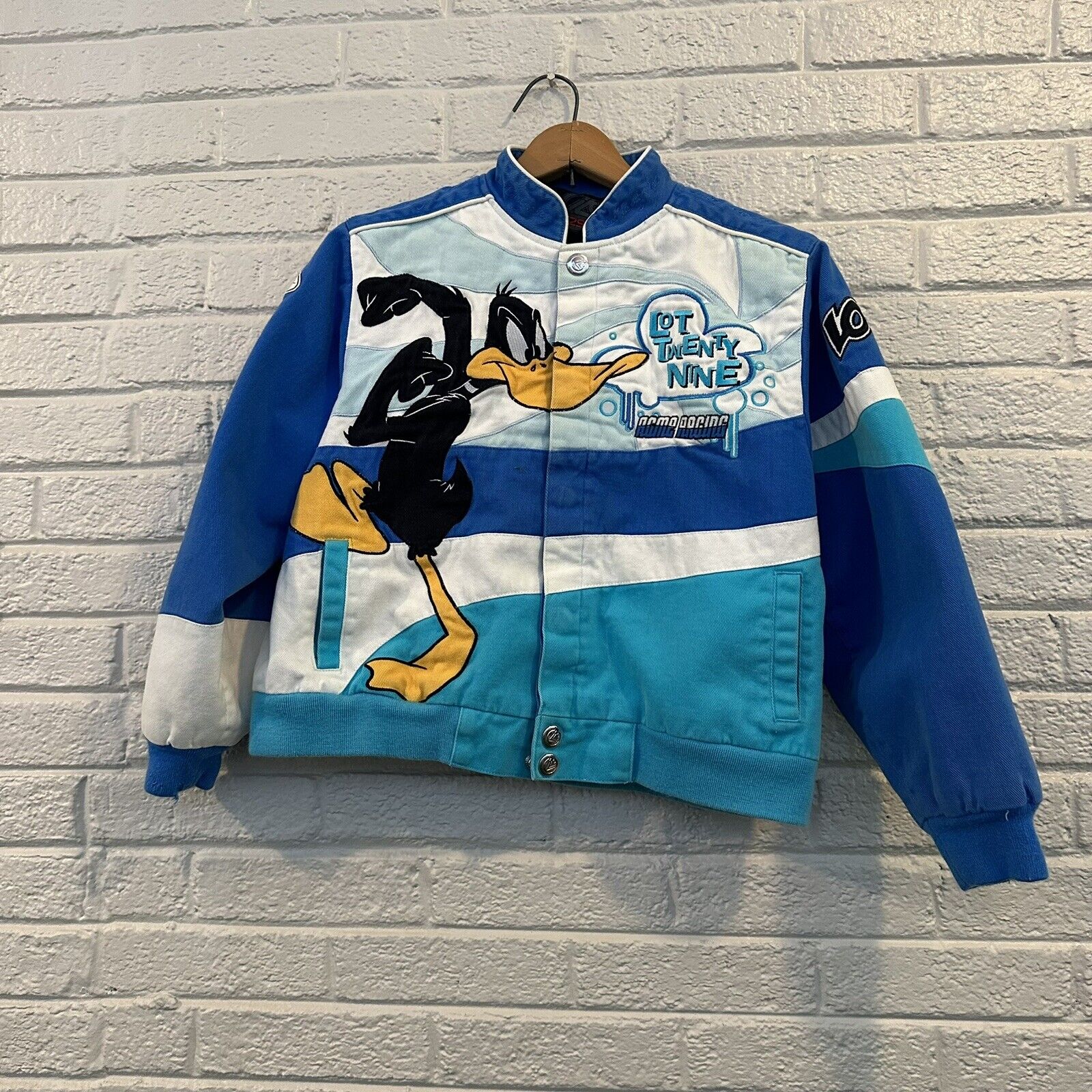 Greg Bruhl on X RARE Vintage Looney Tunes Daffy Duck Bomber NASCAR Jacket by Lot29 XL KIDS https t qBqxVsg0av X