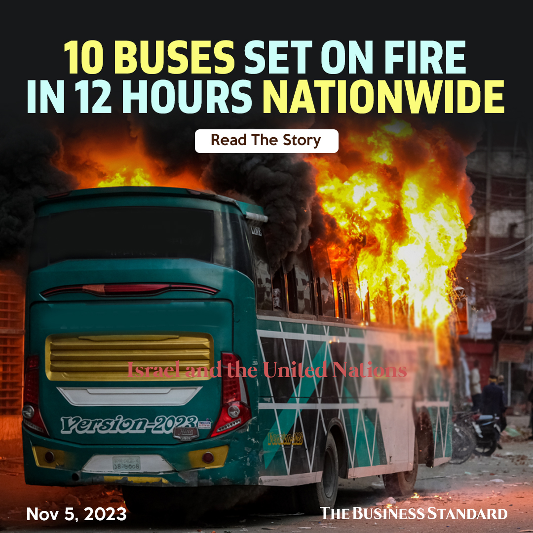 tbsnewsbd's tweet photo. Ten buses were set on fire in 12 hours, from Saturday 7pm to Sunday 6:30am across the country, said the Fire Service and Civil Defence.

Read more: https://t.co/E4sT8ZpakH

#setonfire #ArsonAttack #BusFire #politicalviolance #bangladeshpolitics #TBSNews https://t.co/0c6W47SzT9