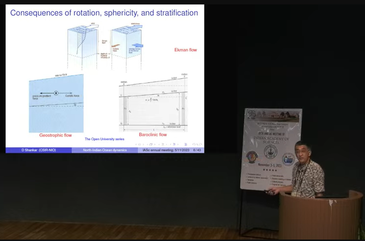 Now to the last session of the 89th AM of the Academy. Special lecture by D Shankar @CSIRNIOGoa on the evolution of our understanding of the dynamics of the North #Indian #Ocean. Watch: youtube.com/watch?v=XEsR4d… #IAScAM2023 #science #scientist #research @BITSPilaniGoa @ncaor_goa