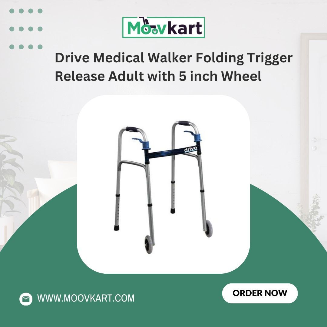 MoovKart's tweet image. Experience convenience and durability with the Drive Medical Deluxe Trigger Release Folding Walker. Enjoy comfortable ribbed handgrips and easy maneuverability both indoors and outdoors.
#FoldingWalker #ConvenientDesign #SturdyConstruction #ComfortableGrip #EasyManeuvering
