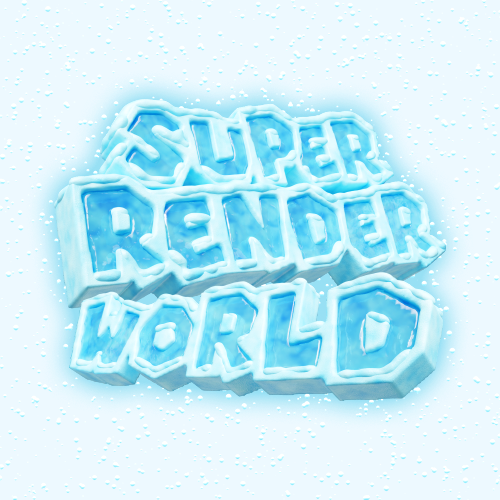 Since it started snowing in Canada last week, it's already winter in my head, so here's a snowy version of a SMRPG remake-inspired logo for <a href="/SRWProject/">Super Render World</a> 
I had to stack it vertically so that it'd fit within a square, but I also made a regular horizontal version! ↓↓↓
#b3d #smrpg