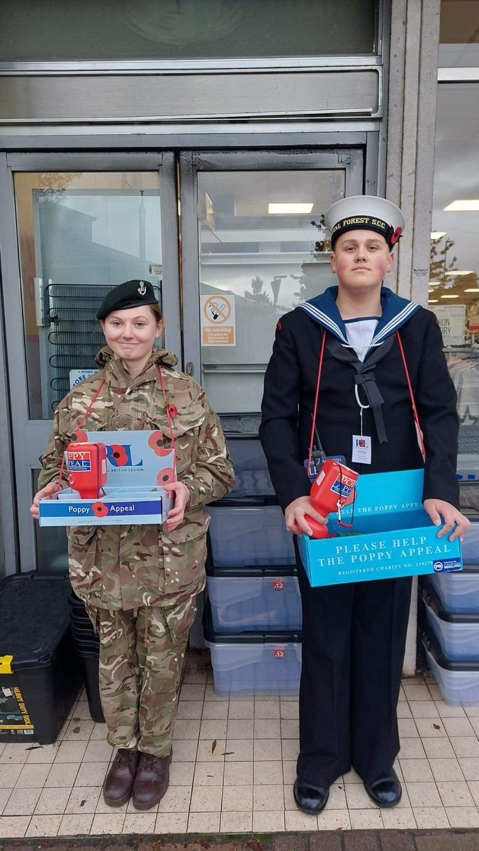 GlosACF's tweet photo. Double the support yesterday as Lydney Platoon joined forces with the Forest of Dean Sea Cadets to raise money for the Poppy Appeal #collaborative  🌺😀🤝 https://t.co/fPlatw67T3