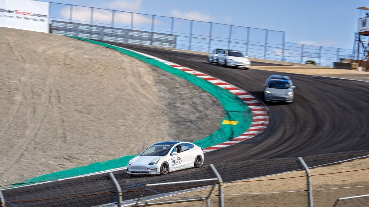 Take us back! Laguna Seca was such an incredible track, and watching a stampede of Model 3's tackle the corkscrew was an incredible experience! You can see Jesse holding the lead here, with Drew, Steven, and Rudolph close behind! It was an exciting conclusion to an epic
