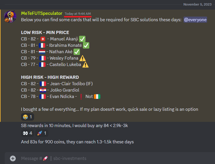 FUTSpeculator's tweet photo. Crazy investments this morning(5 hours ago) on our Premium Trading Group... discard price -> 4-6k+ ๐ฅน
SBC Solutions + Evo Leaks = GG ๐ฅณ
Thanks to all who contributed. โค๏ธโ๐ฅ
#EAFC #EAFC24 #FIFA #FIFA24 #FUT #FUT24 #easportsfc #ratings #SBC #SBCsolution #trading #fifatrading #fifacoins #futbin #Silver #bronzes #futbinai #tradingdiscord