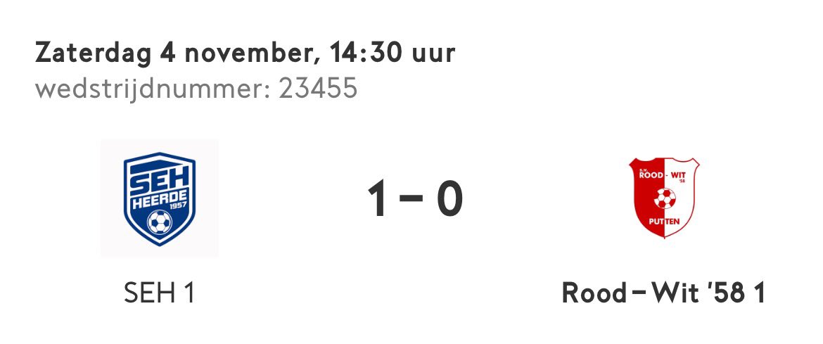 Einde aan een goede reeks!Verloren van een goede ploeg waarin we niet tot onze speelwijze zijn gekomen.Aantal cruciale kansen niet benut,waardoor de wedstrijd had kunnen kantelen en wij de wedstrijd naar ons hadden kunnen trekken.Herpakken en vlgnde week er weer staan. <a href="/roodwit58/">s.v. Rood-Wit '58</a>