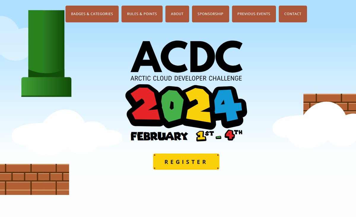 ArcticCloudDev's tweet photo. News from โโ๐ค ๐ฎ ๐
Our website https://t.co/WcKjoiAx6y
has been updated to the theme for #ACDC2024 - Super Mario! ๐ฎ
Sign up now for this epic challenge!
#hackathon #winderadventure #arctic #tech #poweraddicts #dev #lowcodeprocodeunite https://t.co/AISCcO41on