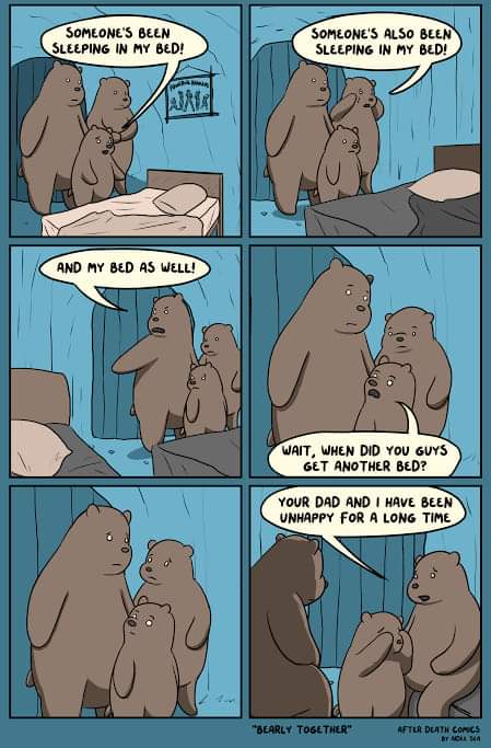 A new twist too the 3 bears. Poor baby bear 😞