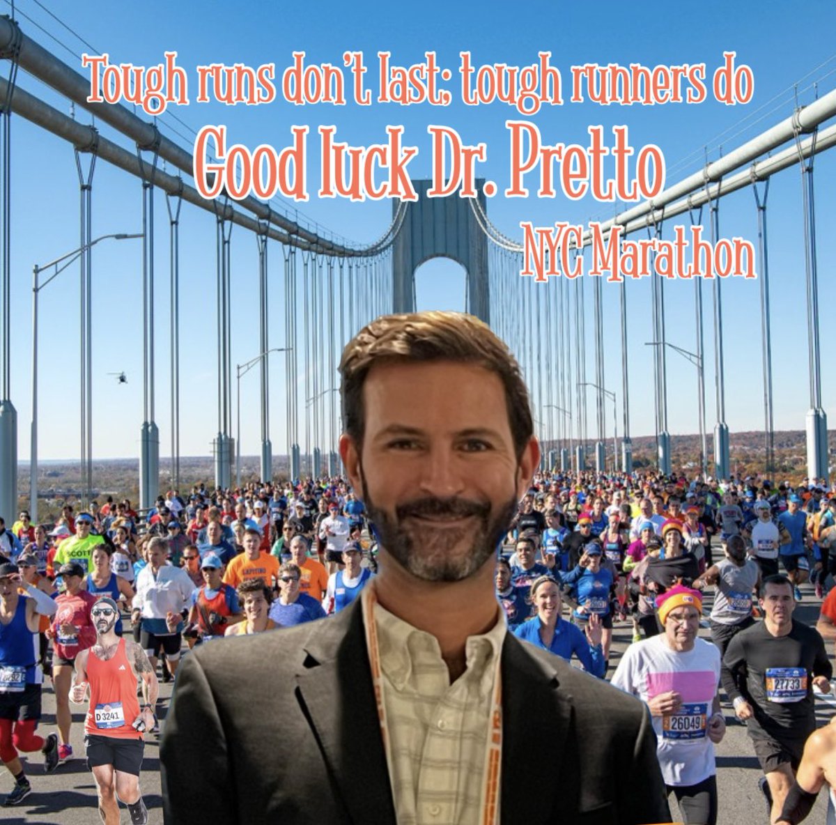 Good luck today… we will be cheering you on! <a href="/pretto_david/">Dr. David Pretto</a> <a href="/DOEChancellor/">Chancellor Kamar H. Samuels</a> <a href="/20_doe/">Community School District 20</a> <a href="/nycmarathon/">TCS New York City Marathon</a>