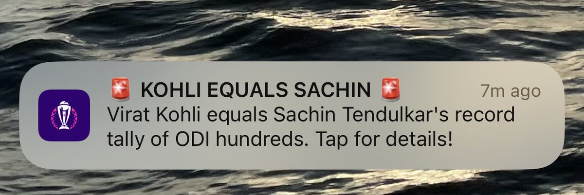 Neil Barman (@hey_neil_b) on Twitter photo The best #notification on a #Sunday evening!
#HappyBirthdayKingKohli <a href="/imVkohli/">Virat Kohli</a>
#INDvSA #ICCCricketWorldCup23 The best #notification on a #Sunday evening!
#HappyBirthdayKingKohli <a href="/imVkohli/">Virat Kohli</a>
#INDvSA #ICCCricketWorldCup23