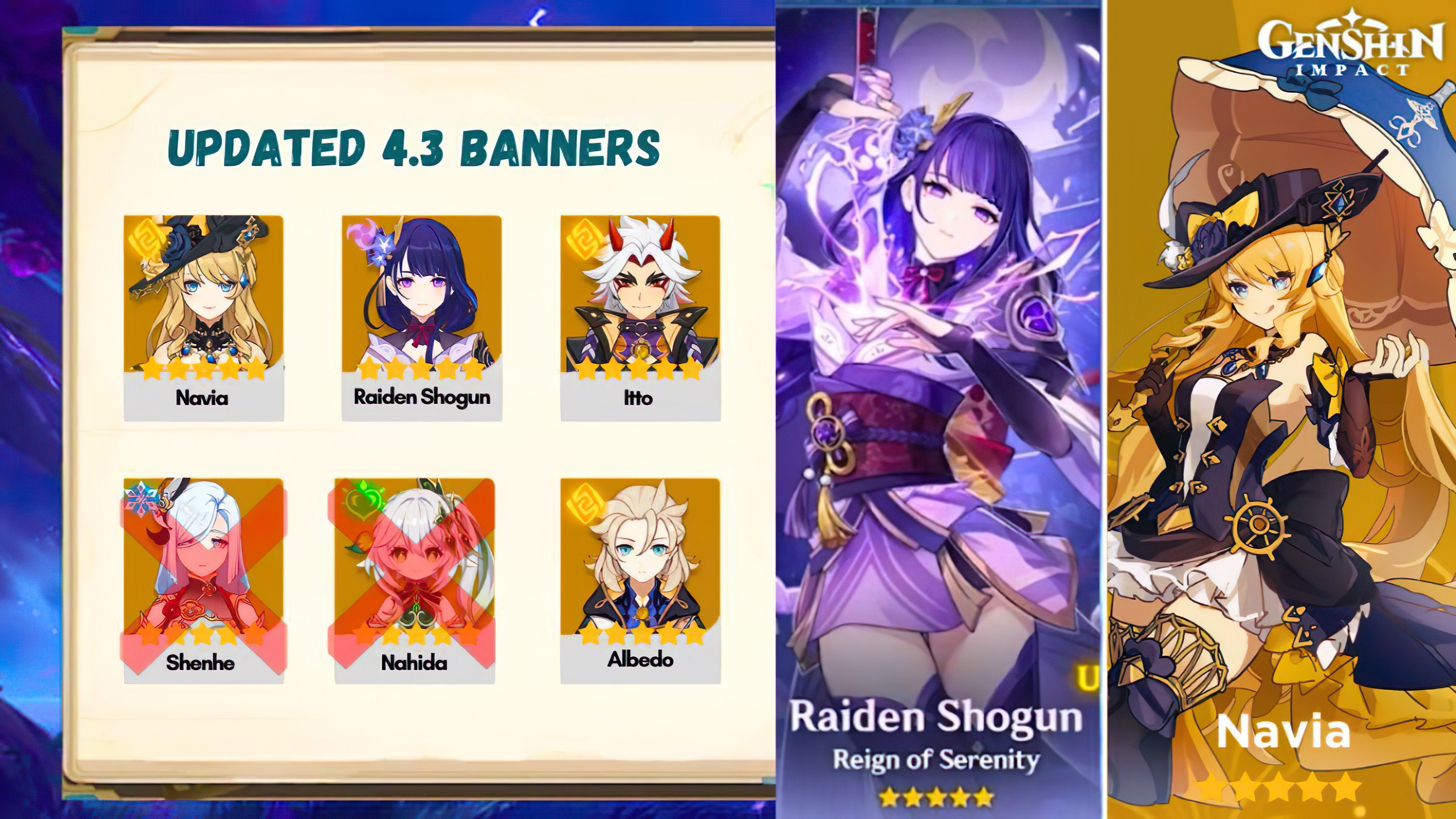 Zhongli&rsquo;s Realm on X: &ldquo;4.3 BANNERS CONFIRMED!!! NAVIA And Rerun 