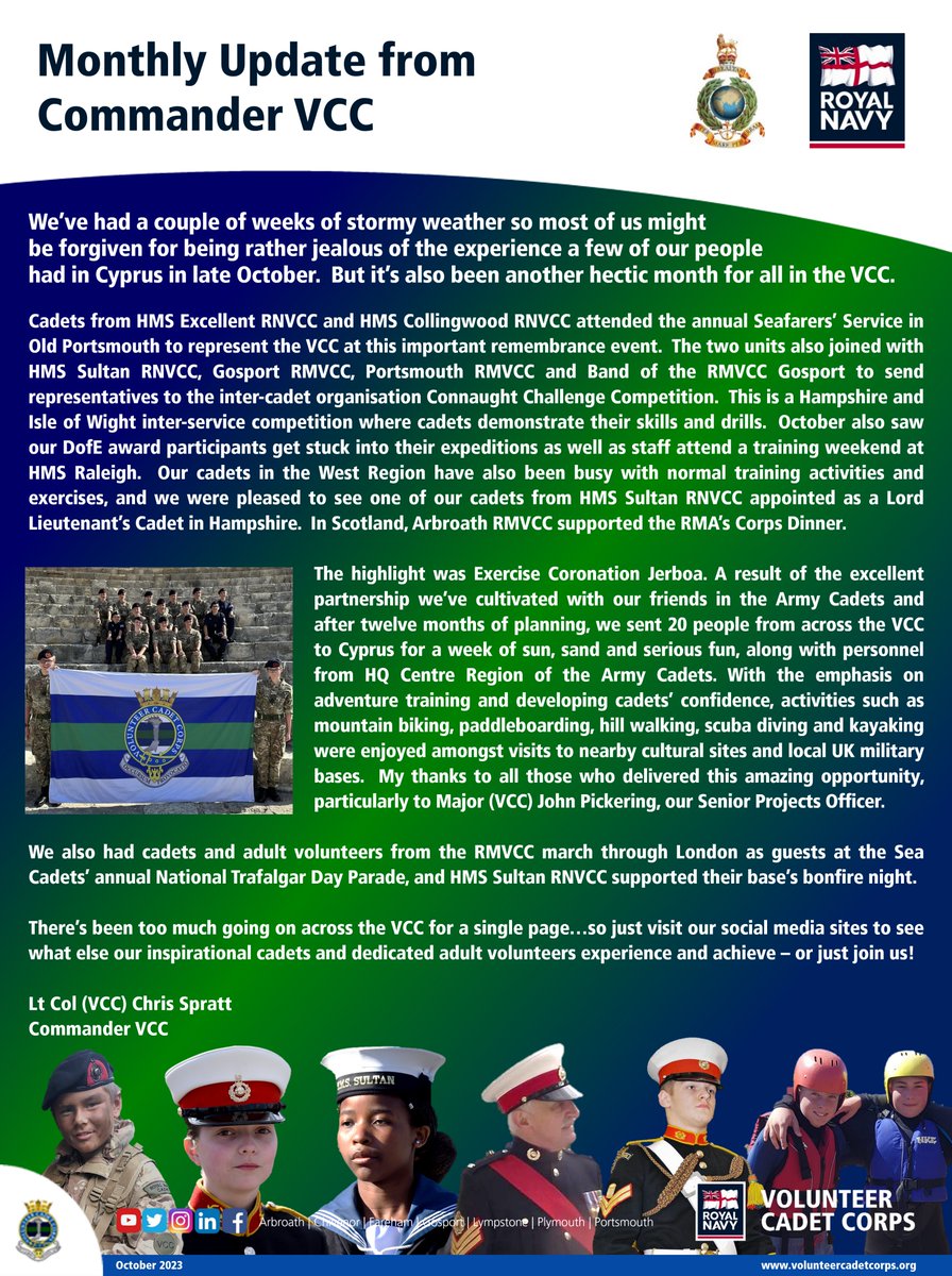 Chris Spratt (@directorips) on Twitter photo It's been another hectic and amazing month of activity and achievement across the VCC, including a superb exped to #Cyprus.  There's too much to summarise on a single page so here is just a selection of what our inspirational cadets and dedicated adult volunteers have been up to. It's been another hectic and amazing month of activity and achievement across the VCC, including a superb exped to #Cyprus.  There's too much to summarise on a single page so here is just a selection of what our inspirational cadets and dedicated adult volunteers have been up to.