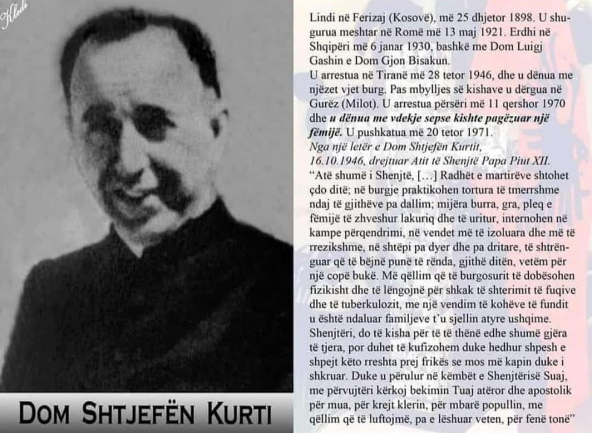 donarjan77's tweet photo. Sot kujtojmë të Lumin Vinçenc Prendushi me shokët martirë! Ju besojmë atyre vëndin dhe kombin tonë🇦🇱, të bindur që gjaku i tyre është farë për të krishterë të rinjë. Veçanërisht të lumit Vinçenc Prendushi, paraardhësit tim, i besojmë Metropolinë e madhe të Tiranë-Durrës!🙏 për ne https://t.co/f07GX5A3wy