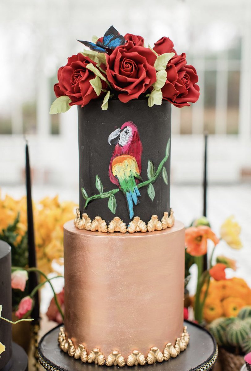 lizcakeemporium's tweet image. Colourful #weddingcakes #paintedcakes #sugarflowers #fridakahlo