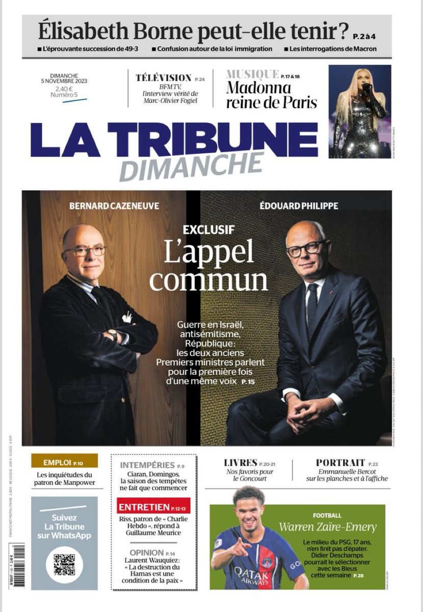 🔵⚪️ « Le moment traversé par notre pays, dans le chaos qui saisit le monde, porte des menaces que seule la nation lucide et unie peut affronter et repousser. » 

Découvrez la tribune conjointe d’<a href="/EPhilippe_LH/">Edouard Philippe</a> et de <a href="/BCazeneuve/">Bernard Cazeneuve</a> dans <a href="/LaTribune/">La Tribune</a> ➡️ bit.ly/460KEA8